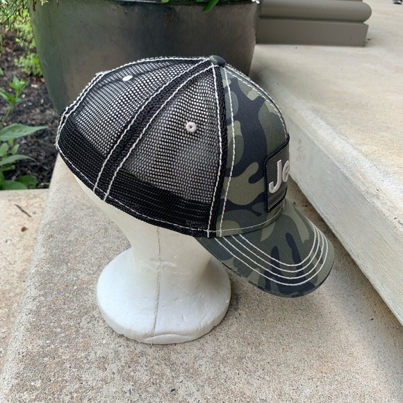 JEEP Camo black snapback mesh trucker cap hat American flag OSFM - Picture 4 of 9